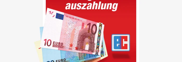 Euro-Banknoten auf rotem Hintergrund